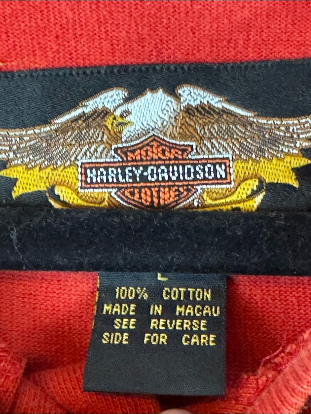 Harley Davidson Motorcycles Men's Large Long Sleeve Shirt Red Cotton Embroidered - Picture 2 of 4